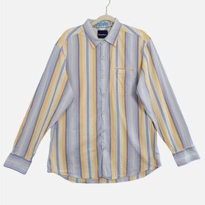 Tommy Bahama Blue and Cream Casual Button Down Shirt